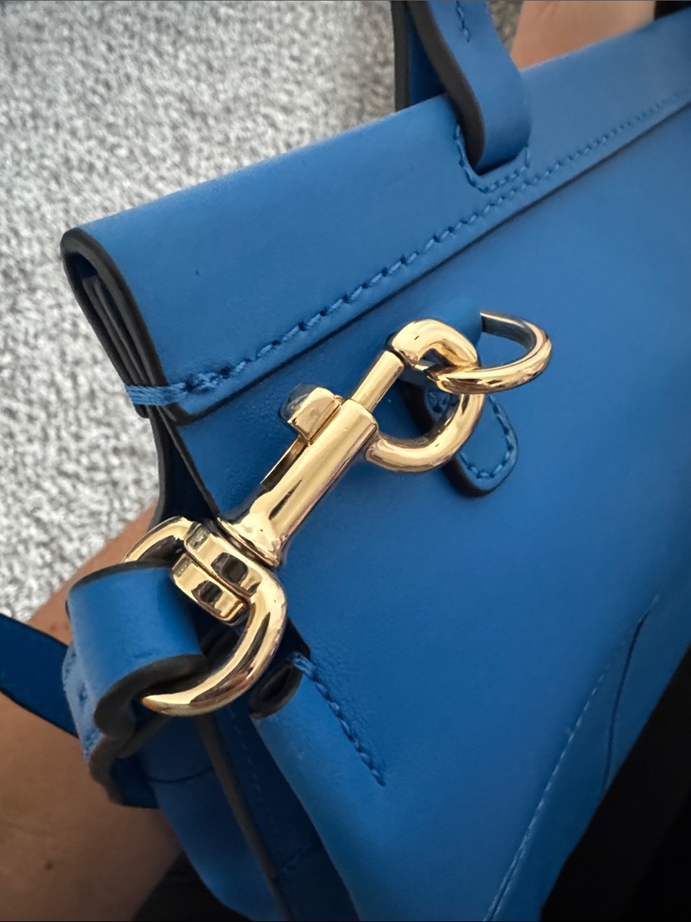 Tory Burch Cobalt Blue Leather Top-Handle Satchel with Crossbody Strap - Picture 2 of 6